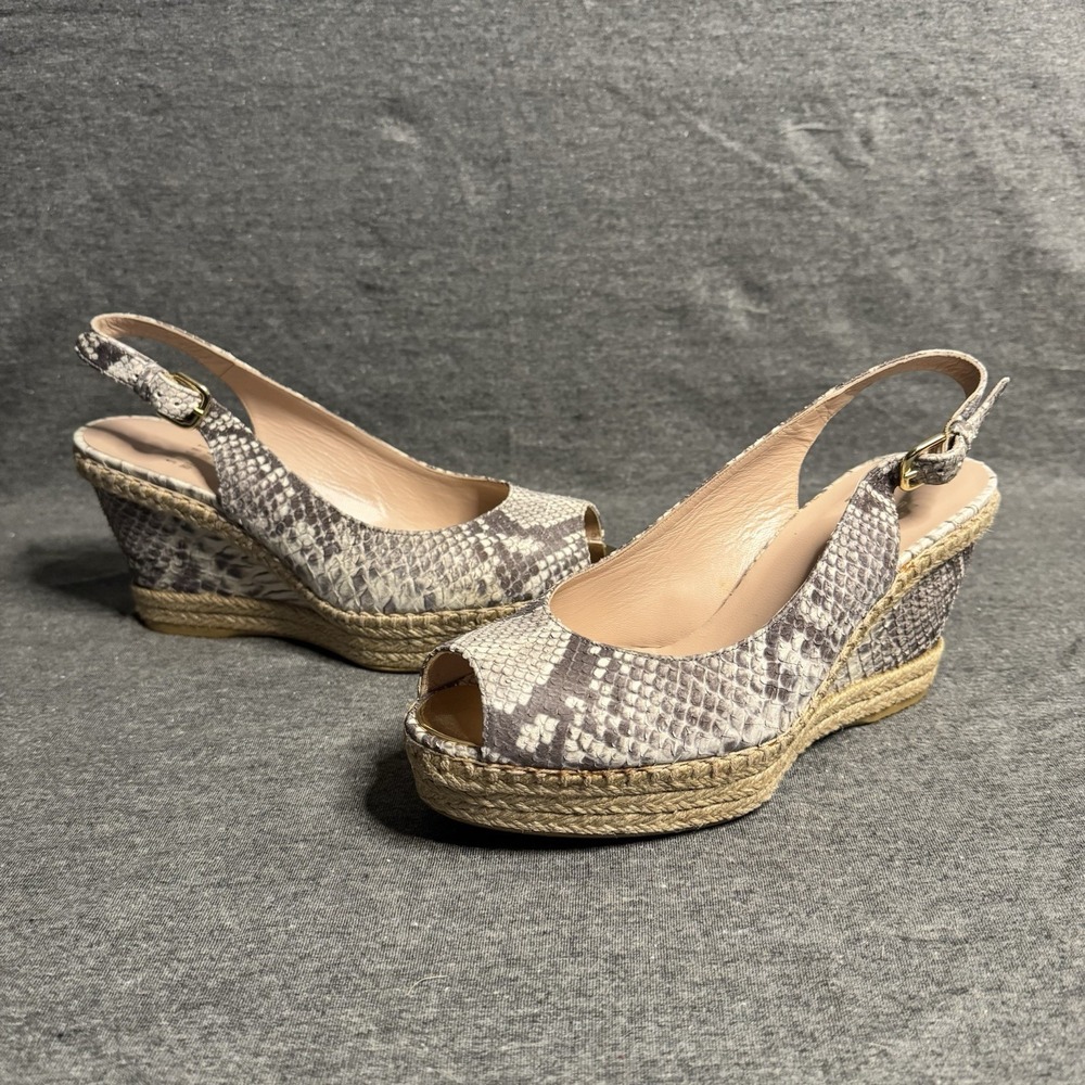 Stuart Weitzman Jean Snakeskin-Embossed Espadrille Wedge Sandals PW33676 Size 9M